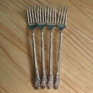 Vtg Oneida Evening Star Grille Forks Vinade Set Of 4 1950 Community Silverplated